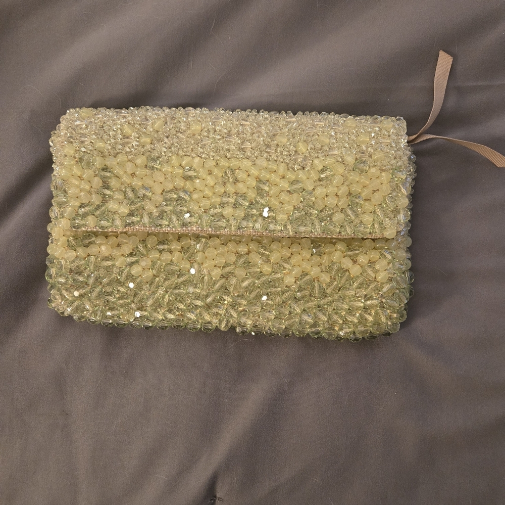 Banana Republic Yellow Beaded Clutch